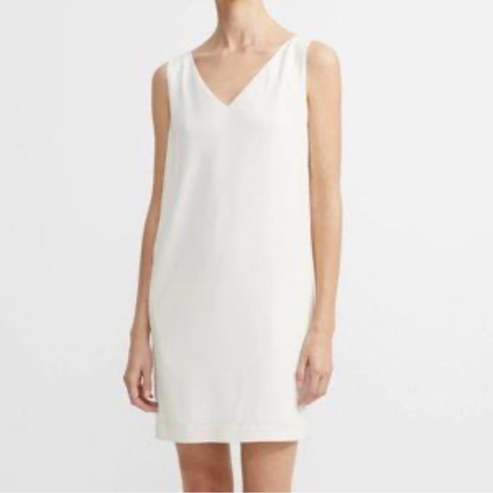 Theory Rosina Crepe V-Neck Shift Dress – Ivory – Size 12 (New With Tags) - Picture 2 of 7